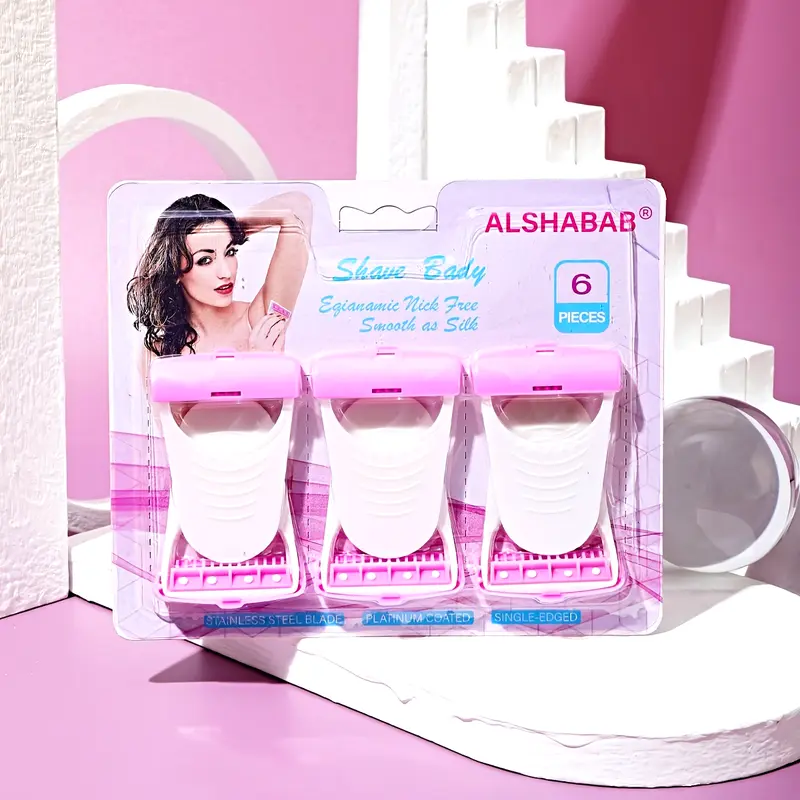 6-Piece Women's Manual Razor Set – Ultra-Sharp Single Blade Shaver for Legs, Arms & Bikini Area