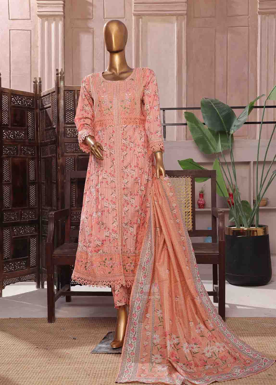 I-009 Bin Saeed Stitched 3 Piece Embroidered Luxury Lawn Maxi