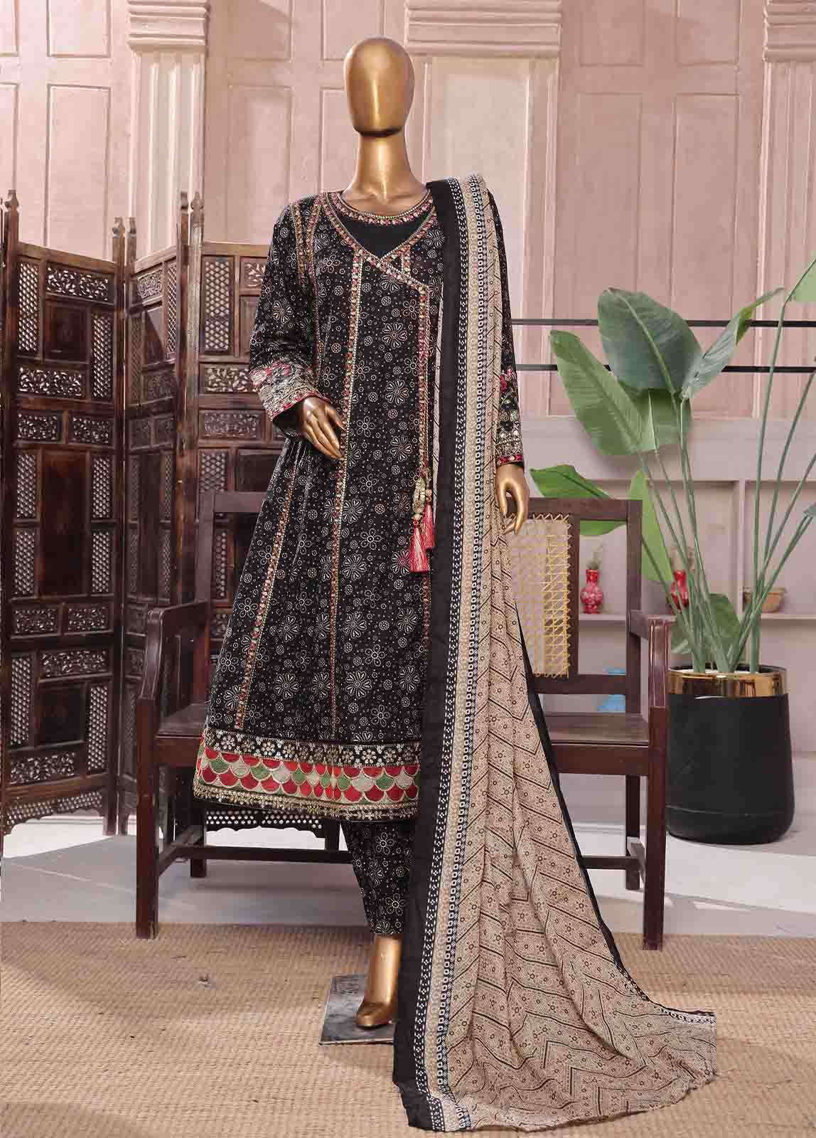 I-003 Bin Saeed Stitched 3 Piece Embroidered Luxury Lawn Maxi